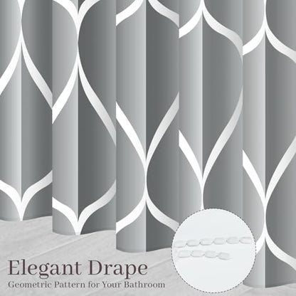 Gelbchu Geometric Shower Curtain for Bathroom, Light Gray, 72x72 Inch