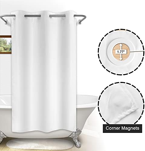 River Dream No Hook Stall Shower Curtain or Liner Microfiber White, 48x74