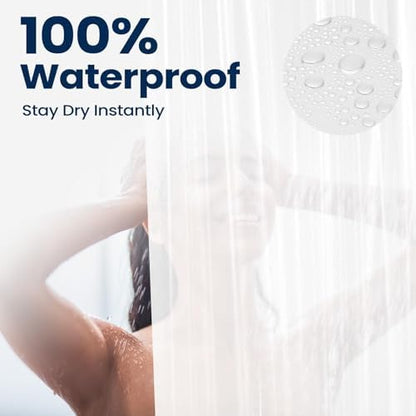 downluxe Shower Curtain Liner, PEVA Plastic Shower Liner with 3 Magnets, 72" x 72" Waterproof Bathroom Curtain, White, 2 Pack