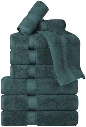 Superior Egyptian Cotton 800 GSM Plush & Absorbent, 9 Piece Set, Teal