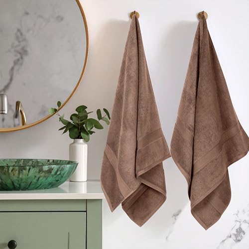 SUPERIOR Egyptian Cotton Plush & Absorbent, Bath Towel Set of 2, Chocolate