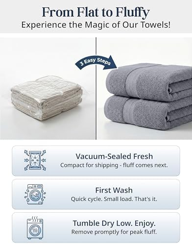 LANE LINEN Towel Set for Bathroom Soft Absorbent Quick Dry - Cool Grey