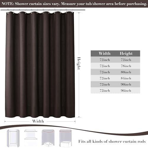 Extra Long Linen Shower Curtain for Bathroom 80 Inches Long Chocolate Brown