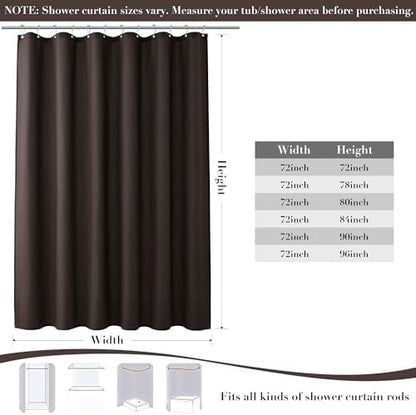 Extra Long Linen Shower Curtain for Bathroom 96 Inches Long Chocolate Brown