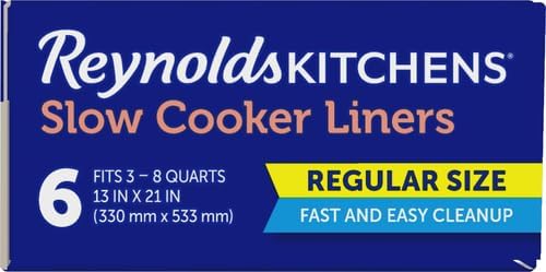 Reynolds Kitchens Slow Cooker Liners, Regular (Fits 3-8 Quarts), 6 Count (Pack of 12)