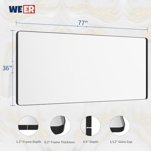 WEER Black Bathroom Vanity Mirror 77X36 Inch