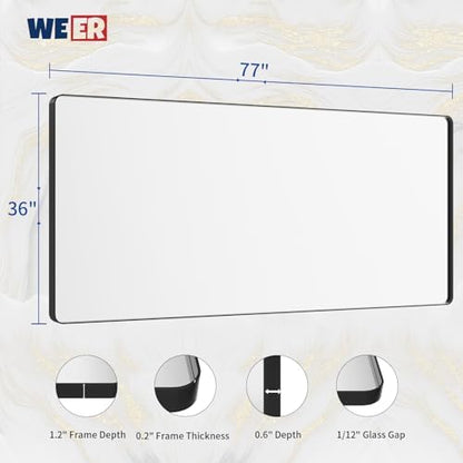 WEER Black Bathroom Vanity Mirror 77X36 Inch