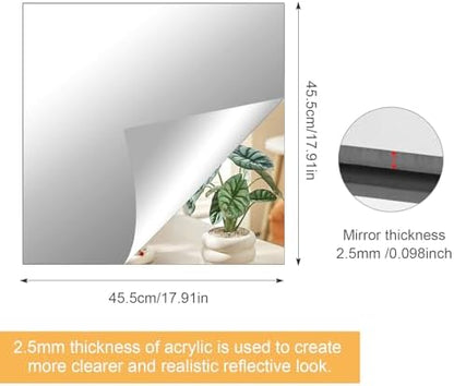 18x18 in Acrylic Mirror Sheet for Wall, 2.5mm Plastic Wall Mirror