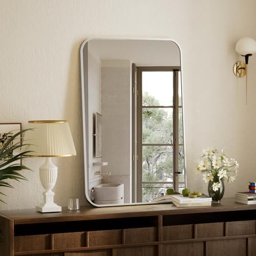 BEAUTYPEAK 20" x 28" Silver Wall Mounted Bathroom Mirror