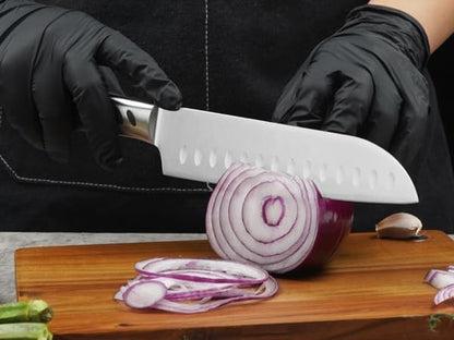 CHUSHIJI Kitchen Knife Set 3 Piece | Professional Chef Knife Set with 8" Chef Knife, 7" Santoku Knife, 5" Utility Knife | High Carbon Stainless Steel Sharp Kitchen Knives for Home Cooking & Gifting