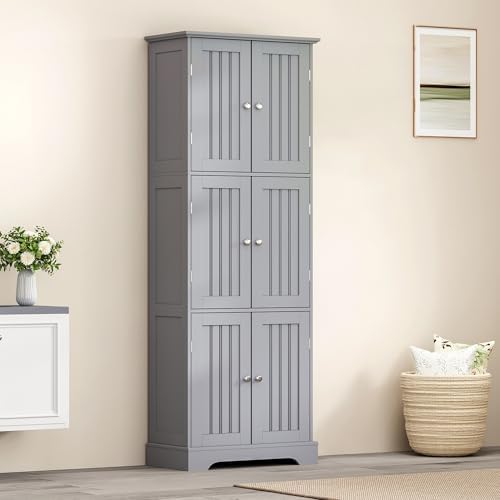 ChooChoo 63.2" Tall Bathroom Storage Cabinet with 6 Doors