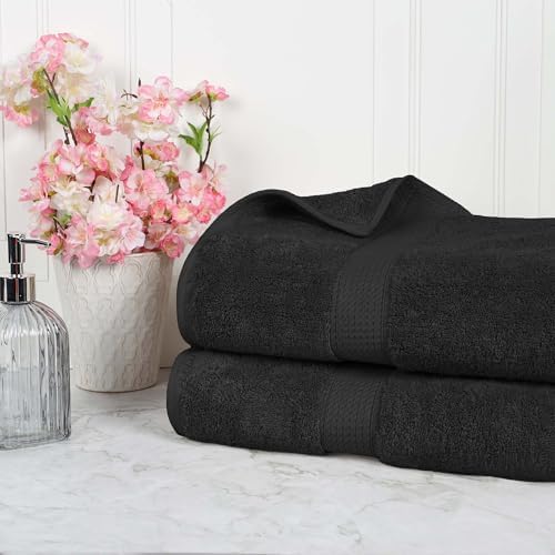 SUPERIOR Egyptian Cotton Pile Heavyweight Bath Sheet, 2 Piece Set, Black