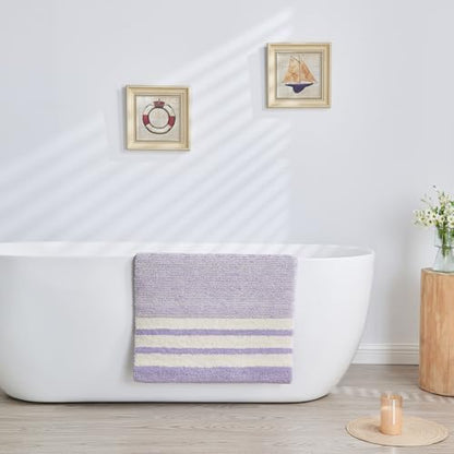CozeCube Purple Striped 36"x24" Non Slip Washable Bath Mat