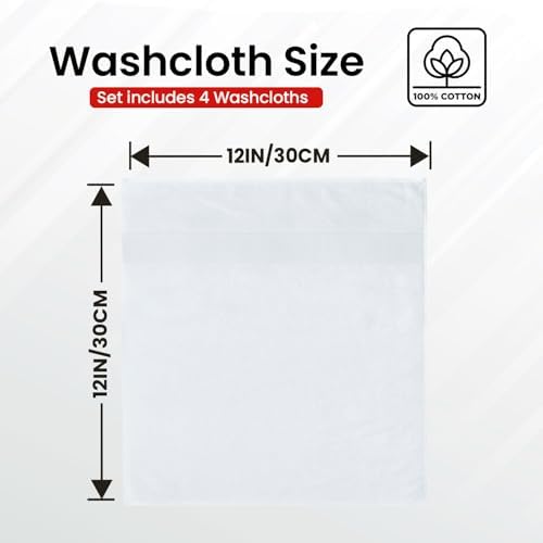 Infinitee Xclusives 100% Cotton Luxury Wash Cloths for Showering - 4 Pack