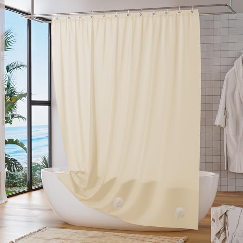 Titanker Plastic Shower Curtain Liner, 72x72 Beige Shower Liner Lightweight PEVA Shower Curtains for Bathroom, Waterproof Shower Liner with Magnets and Rustproof Grommets