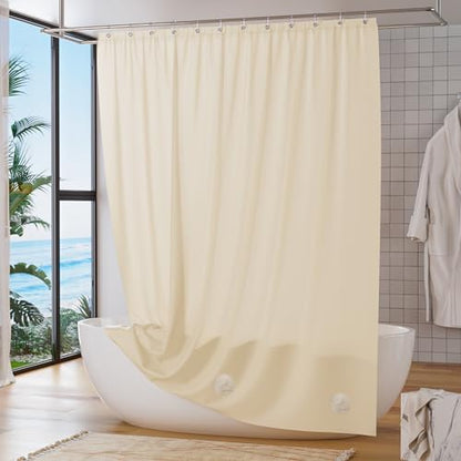 Titanker Plastic Shower Curtain Liner, 72x72 Beige Shower Liner Lightweight PEVA Shower Curtains for Bathroom, Waterproof Shower Liner with Magnets and Rustproof Grommets