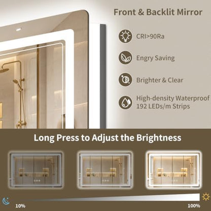 30"x71" LED Bathroom Mirror with Lights, Backlit + Front Lit, Anti-Fog, Lighted Bathroom Mirror for Wall, HD Shatterproof Tempered Glass, Dimmable, Memory Function (Horizontal/Vertical)
