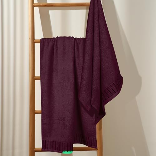 BELIZZI HOME Cotton 2 Pack Oversized Bath Towel Set 28x55 inches, Large Bath Towels, Ultra Absorbant Compact Quickdry & Lightweight Towel, Ideal for Gym Travel Camp Pool - Burgundy