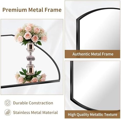 COFENY Bathroom Mirror, 30x55 Inch Black Oval Wall Mounted Mirror with Thin Metal Frame, Modern Bathroom Vanity Mirrors for Over Sink, Entryway, Living Room, Bedroom