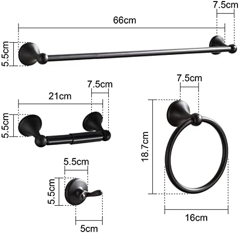 BGL Bathroom Hardware Set Matte Black Adjustable Expandable Bath Towel Bars Bathroom Accessory Set Towel Racks 8-Pieces Wall Mount