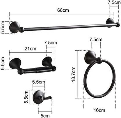 BGL Bathroom Hardware Set Matte Black Adjustable Expandable Bath Towel Bars Bathroom Accessory Set Towel Racks 8-Pieces Wall Mount