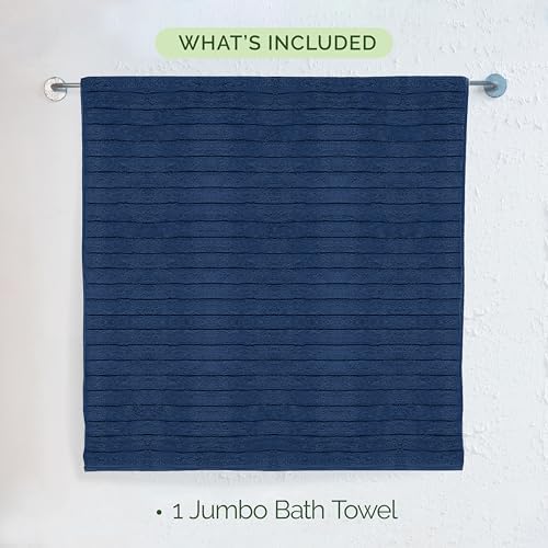 Elegant Comfort 100% Turkish Cotton Corduroy Ribbed Luxury Jumbo Bath Towel Ultra Soft - 35 x 70 Inch - Luxury Spa Premium Hotel Quality Highly Absorbent and Quick Dry Large Bath Towel, Navy