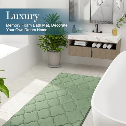 OLANLY Memory Foam Bath Mat Rug 24x16, Ultra Soft Bathroom Rugs, Sage Green