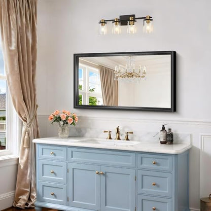 Bathroom Mirror, 20 x 36 inch Brushed Black Rectangle Mirror, 0.6" Thickened Deep Metal Frame Rectangular Vanity Mirror, Wall Mounted Mirror for Bedroom Living Room, Horizontal or Vertical