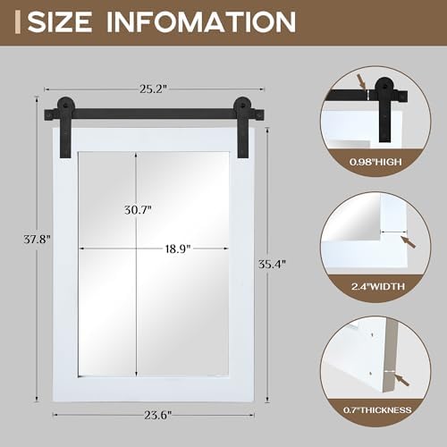 COGOOD Farmhouse Bathroom Mirrors for Over Sink - 38 x 25 Pure White