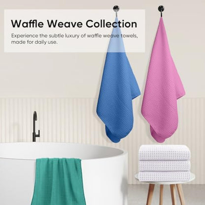 HOMEXCEL Waffle Bath Towels Set of 4 Pack, Waffle Towels for Bathroom