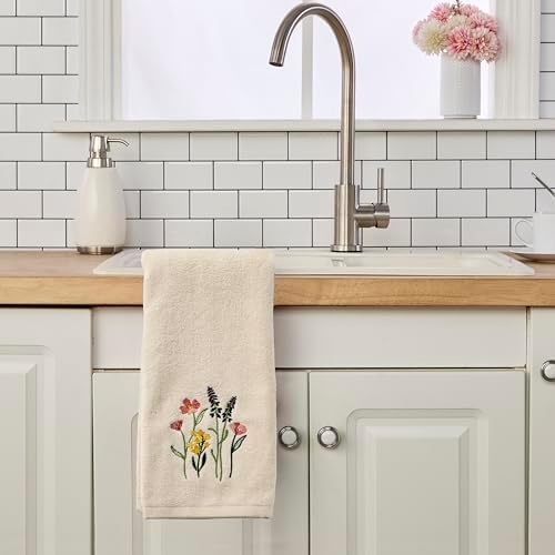 SKL Home Meadow Bouquet Hand Towel Set-2pc, Embroidered, Natural