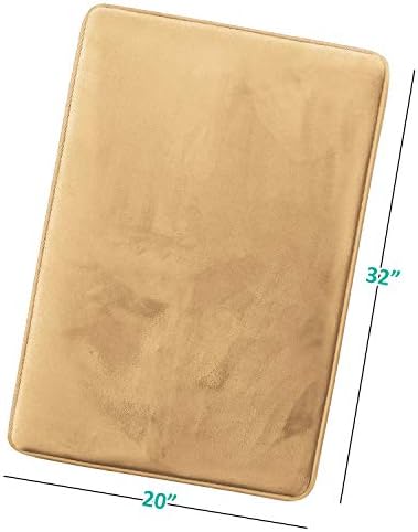 Clara Clark Bathroom Rugs, Velvet Memory Foam Bath Mat, Non-Slip, Machine Washable Bath Rugs - Dries Quickly, Ultra Soft Plush Bath Mats for Bathroom, 20 x 32, Camel Gold