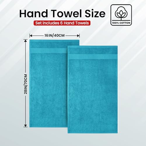 Infinitee Xclusives 100% Cotton Hand Towels for Bathroom - Set of 6