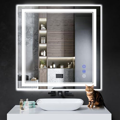 36"x36" LED Bathroom Mirror with Lights,Anti-Fog,3 Color Modes