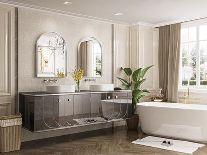 Brightify Arched Wall Mirror 22 x 30 Inch, Silver Arch Mirror