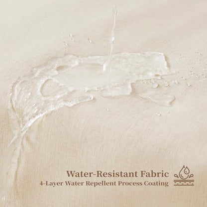 BTTN Boho Scalloped Linen Textured Cloth Shower Curtain, 60x84, Beige/Cream
