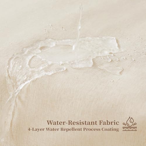 BTTN 72x90 Boho Scalloped Linen Textured Cloth Shower Curtain, Beige/Cream