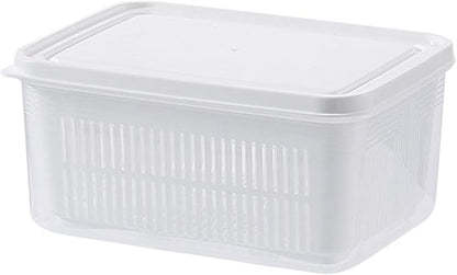 MAGICLULU Double Refrigerator Organizer Box Multifunctional Fridge Food Container for Fruits Vegetables Snacks Keeps Food Fresh Neat Tidy for Home Kitchen Storage