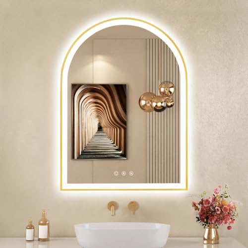 24"x32" Arched LED Lighted Bathroom Mirror with Lights