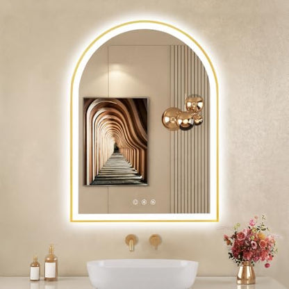 24"x32" Arched LED Lighted Bathroom Mirror with Lights