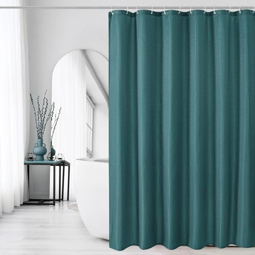 Gibelle Seaweed Green Cloth-Textured Shower Curtain, Hotel Style, 72 X 72