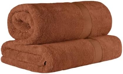 SUPERIOR Egyptian Cotton Pile Heavyweight Bath Sheet, 2 Piece Set, Rust