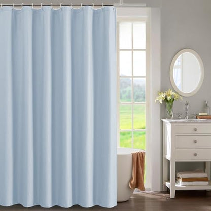 OWENIE Glacier Blue Shower Curtain for Bathroom 96 Inches Extra Long, Elegant 3D Embossed Textured Fabric Shower Curtains, Water Repellent, Machine Washable, Hotel Style, 72" W x 96" L, Glacier Blue