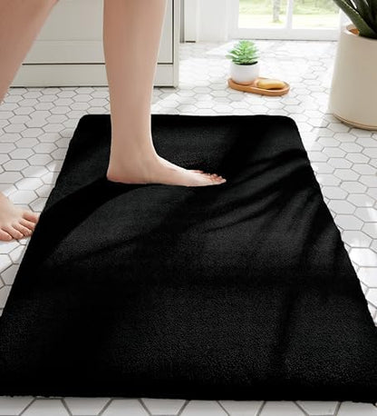MINIDEAR Bathroom Rugs 32x20 Black - Thick Memory Foam Bath Mat, Ultra Soft & Plush Fluffy, Non-Slip, Quick Dry, Absorbent Washable Floor Microfiber Mat for Tub, Home Decor Accessories