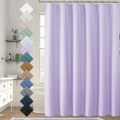 Aiyufeng Light Purple Shower Curtain for Bathroom, Embossed Textured Fabric Shower Curtain for Bathroom - Soft Cloth & Hotel Spa, Machine Washable, 72X96,Light Purple