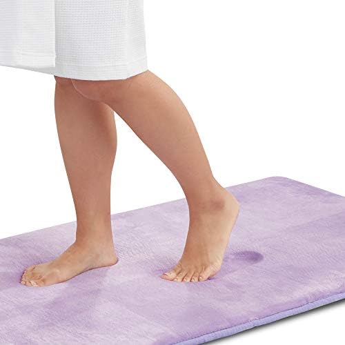Memory Foam Bath Mat Non Slip Absorbent Super Cozy Velvet Bathroom Rug Carpet (17 inches X 24 inches, Lavender)