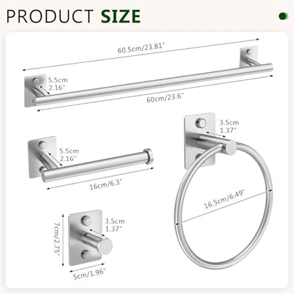 5 Pieces Bathroom Hardware Accessories Set Brushed Nickel Towel Bar Set Stainless Steel Towel Racks for Bathroom,Wall-Mounted 23.6 inch