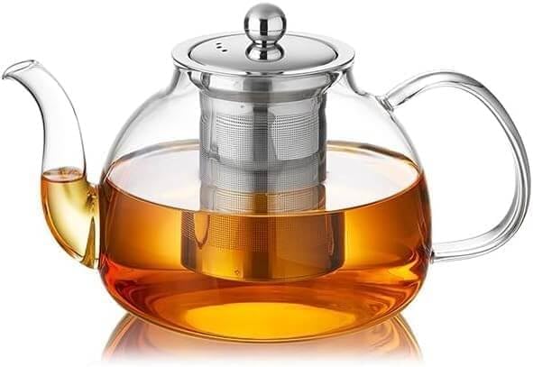 DOPUDO Glass Teapot with Infuser 60OZ (1800ml) Stovetop Safe, Clear Glass Tea Pot Kettle, Borosilicate Tea Pot with Infusers Filter for Loose Tea, Tea Kettle Dishwasher Safe