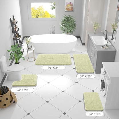 OLANLY Small Bathroom Rugs 24x16, Extra Soft Absorbent Chenille Bath Rugs, Rubber Backing Quick Dry, Machine Washable Bath Mats for Bathroom Floor, Tub and Shower, Home Decor Accessories, Vanilla