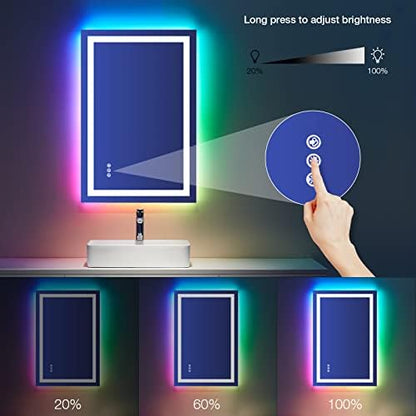 LOAAO 24"X36" RGB LED Bathroom Mirror with Lights, UL Listed